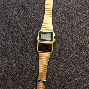 gold calculator watch
